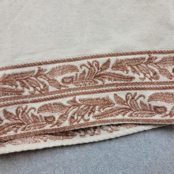 J Jill Pants‎ Womens Medium Petite Linen Blend Cropped Embroidered Hem WTP24882 - Picture 3 of 16